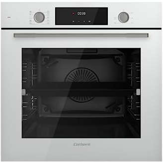 Corbero - Horno Multifunción 73L | CCHF1072WAIRFRY | Cristal Blanco | Display Digital | 10 Programas | AIRFRY | Guías Extraíbles | Mandos Push-Pull | 3266W Potencia | Eficiencia Energética A, Blanco