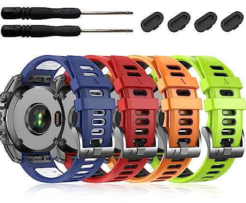 EZMVZKU 26mm Silicona Correa de Pulseras para Garmin Fenix 8 AMOLED 51mm/7X/7X Pro/6X/6X Pro/5X Plus/3/3 HR,Quickfit Correas Deportiva Banda para Epix Pro 51mm/Enduro 3/Tactix 7 Pro/Descent Mk3i 51mm