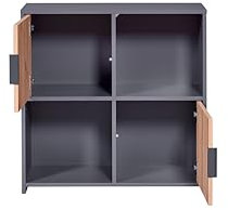 Inter Link - Kommode mit 2 Türen - Sideboard - Standregal -Für Schlafzimmer, Wohnzimmerr - Eiche Artisan - Anthrazit - Holzwerkstoff - Robust - Pflegeleicht - Pepeto 2T