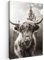 MuchoWow© Leinwand Groß 80x120 cm XXL Deko Schlafzimmer Aesthetic Leinwandbilder Wohnzimmer Gemälde Foto Geschenk Living Room Decoration Schottisches Hochlandrind - Kuh Bild - Tiere - Schwarz und Weiß