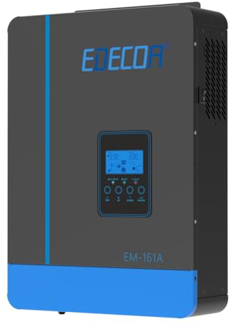 EDECOA Onduleur Hybride 12v 1600w MPPT 80A 2.2KVA/1600W 220v Pur Sinus (Off-Grid) Chargeur Solaire avec Chargeur de Batterie, réseau prioritaire, régulateur de Charge Solaire version 2