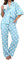Famulily Womens 2 Piece Pajamas Outfits Short Sleeve Sleepwear Warm Button-up Homewear Lounge Pjs Blue L
