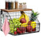 Hanging Fruit Basket, Kitchen Organiser, Fruit Bowl Hanging Basket Kitchen, Wall Fruit Basket with Wooden Lid, Fruit and Vegetable Basket for the Counter, Onion and Potato Snack Bread Holder (Large)