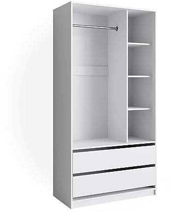 Vicco Armario de Ropa para niños Elmo, Blanco, 100 x 200 cm con 2 cajones