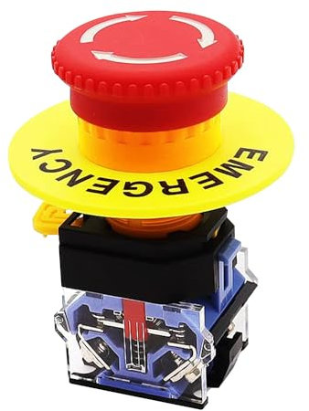 interruttore fungo emergenza 220v 22mm 2NC 10A 440V LA38A-02ZS Rosso fungo Cap emergenza Pulsante interruttore Interruttore a Pulsante di Arresto di Emergenza con Blocco a Fungo Rosso