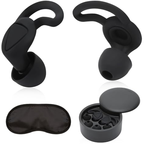 POXIAOER 3 Paar Ohrstöpsel, leise Ohrstöpsel, Ohrstöpsel für Schlaf, Silikon-Ohrstöpsel für Schlafgeräuschreduzierung, 6 Ohrstöpsel in S/M/L-Schwarz