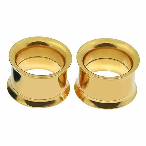 Decentraland Golden 2 Stück 316L Edelstahl O Ohrmessgeräte Tunnel Ohren Schraubverschluss Körperpiercing-Schmuck 5mm(4g)