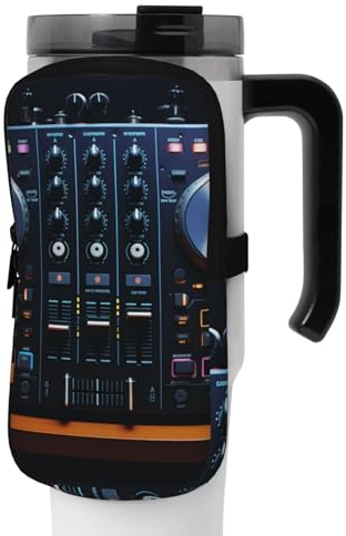 OUSIKA Some Mixer Controls Print Water Bottle Pouch Tumbler Pouch Bag Handheld Sports Drink Bottle Accessories Bag Zipper Pouch Belt Bag for Men Women, Schwarz , S