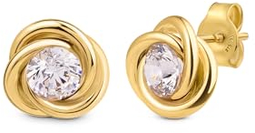 Amberta Allure Dames Knoten Ohrringe aus 9K Gold - Knoten Ohrstecker aus 9 Karat Echtgold