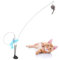 EIMSOAH Cat Wire Mouse Wand, Suction Cat Feather Wand Toy, Double End Removable Steel Wire Interactive Cat Teaser Stick Toy, Feather Pet Teaser Wand (Blue Flying Fish and Gray Mouse)