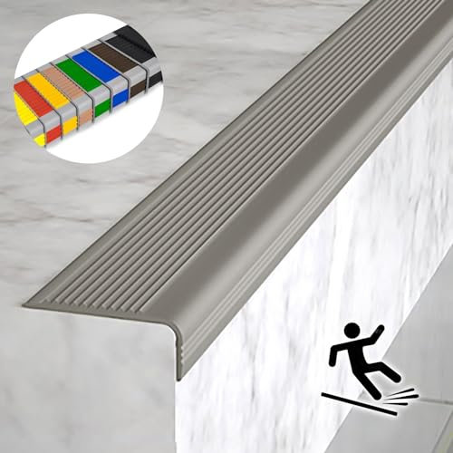 Outdoor Anti-Rutsch-Treppenkantenprofil Gummistufen Treppenstufen, selbstklebende rutschfeste Treppenkante, Innenbereich wasserdicht Treppenstufe Kantenschutz Aus Gummi PVC, Feuerfest Treppenkante. (