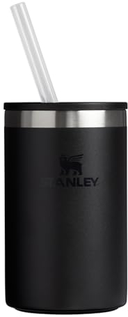 Stanley Everyday - Vaso enfriador de latas de 10 onzas | Cerveza, Seltzers, refrescos y bebidas energéticas | Se dobla como vaso | Soporte aislado de acero inoxidable para bebidas | Sin BPA | Negro