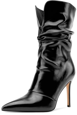 Castamere Donna Spillo Alto High Tacco Heel a Punta Stivaletti Slip-on Feste Dress 10 CM Heels Stivali Nero 36 EU