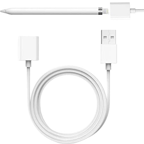 Compatible with Apple Pencil Charger,iPencil Charging Adapter Compatible with Apple Pencil 1st Generation,3.3FT/1 Pack iPencil Accessories for Apple 1 Pen Gen (White, 3.3FT)