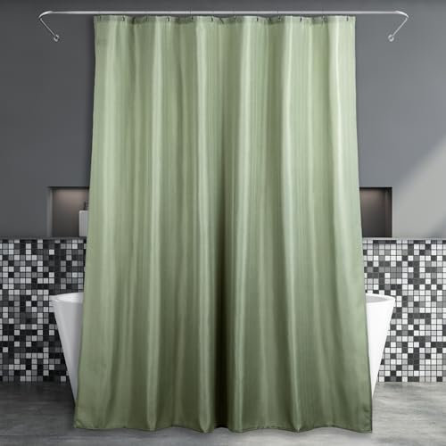 Salbei grüner Stoff Duschvorhang: Hellgrün Anti Schimmel Schimmel resistent wasserabweisend waschbar Vorhang für Nassraum - Elegante leichte Polyester Vorhang für Bad - 183 x 183cm Drop
