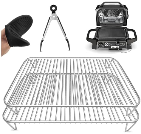 HAIWILL 2 griglie in acciaio inox per grill elettrico Ninja Woodfire & Smoker, accessori per barbecue compatibili con Ninja Wood Fire OG701EU OG751EU 7 in 1 per esterni, lavabili in lavastoviglie