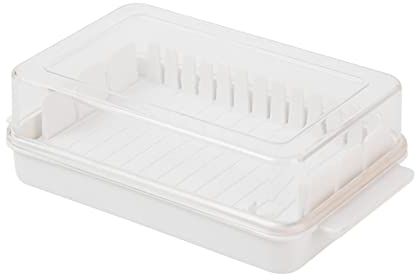 Butter Dish Butter Dish with Lid for Countertop Rationing of Butter Cubes Cutting Measuring Lines When Placed in The Refrigerator Restock Organizer (White, One Size)