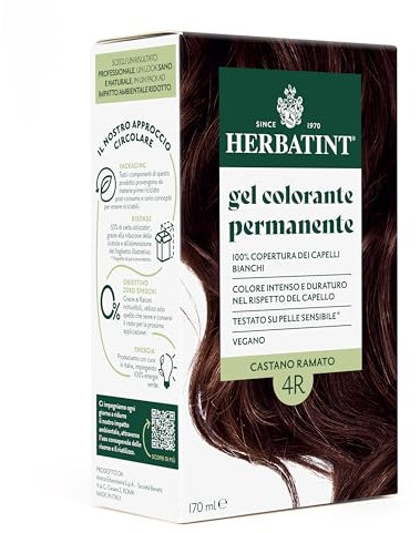 Herbatint Permanente Haarfarbe 4R Kupferbraun – 170 ml | Ammoniakfrei, 100% Abdeckung für weißes Haar | für empfindliche Haut, mit 8 natürlichen Bio-Extrakten
