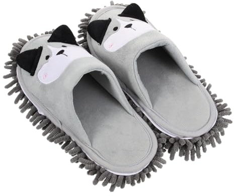 LIFKOME Wischmopp-hausschuhe Für Damen Abnehmbare Bodenreinigungspantoffeln Wischhausschuhe Mit Hund Bodenwischmopp-hausschuhe Für Küche Und Bad Reinigungshausschuhe Für Wohnzimmer Und Sch