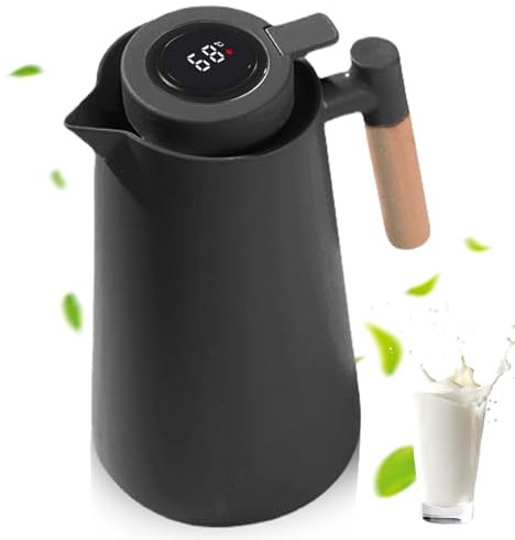 Thermos à thé isotherme 1 l, cafetière avec poignée en bois, bouteille avec bouton de sécurité, pour la maison, le bureau, l'hôtel