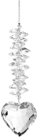 FSSTUD Clear Heart Sun Catcher, Glass Crystal Hanging Pendant, Rainbow Maker, Heart Shaped Suncatcher, Heart Prism Ornament for Window, Garden
