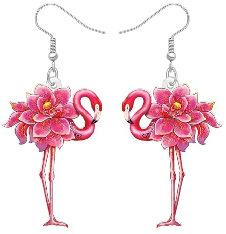BAMAY Boucles D'oreilles Flamant Rose En Acrylique Avec Des Breloques En Forme De Flamants Roses Cadeaux Pour Femmes, éPouses Et Mères