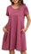 Enmain Robes d'été pour Femme T-Shirt à Manches Courtes Robe de Plage avec Poches Robe décontractée jusqu'aux Genoux, Rose foncé, L