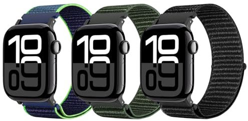 Astorgos 3Pack Correa Deportiva de Nylon Compatible con Apple Watch Ultra 2/Ultra 49mm,S10 46mm,9/8/7 45mm,SE2/SE/6/5/4 44mm,3/2/1 42mm,Correa Deportiva para Hombre Mujer,MulticolorE