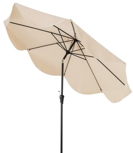 GOPLUS Parasol de Jardin Exterieur 2,8M, Parasol Inclinable avec Toile Protection UV, 8 Baleines, Manivelle, Grand Parasol Double Toit pour Patio Terrasse Balcon, Base Non Incluse (Beige)