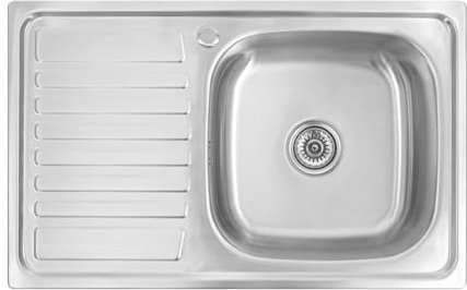 Omeere, Fregadero de cocina empotrable de acero inoxidable 304, grosor de material de 0,8 mm, fregadero de cocina cuadrado, 1 seno con escurridor 80 largo x 50 ancho x 18 alto (escurridor izquierdo y