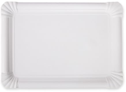 125 Stück NATUREStar Pappteller rechteckig | Pappe, Packung, weiß, L: 30 cm, B: 21 cm, Pappteller, Einwegteller, Einweggeschirr