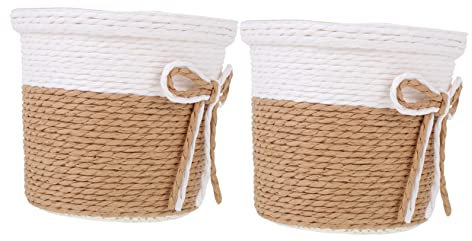 SUPVOX 2 pièces Pots de Fleurs Papier Imitation de Récipients Tressés pour Plantes Cache Pots Décoratifs Étanches