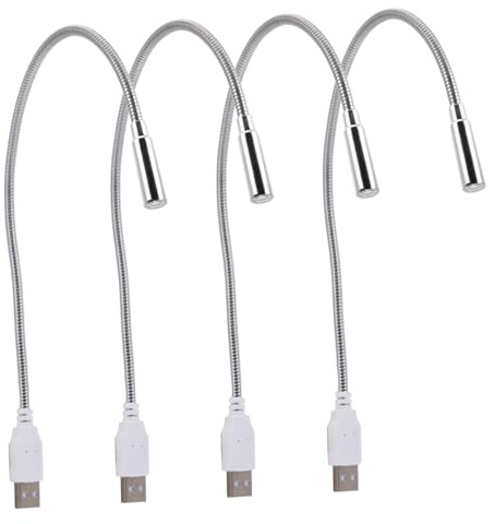 iplusmile 4pcs USB Keyboard Lamp Flexible Gooseneck Night Light Portable Reading Lamp for Bedroom Study Office with Brightness and Eye Protection Design