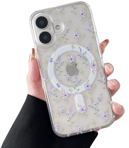 ZTOFERA kompatibel mit MagSafe,für iPhone 17 Hülle Blumen,Lila Blume | Transparente, Weicher TPU-Rahmen,stoßfest und schützend,leicht abnehmbar