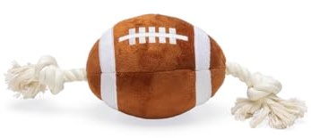 Beeztees Rugbyball mit Seil, Hundespielzeug, Plüsch, Braun, 33x11x11cm