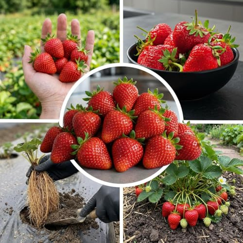 FLORIUM Erdbeer Elsanta (20 frigo A+ Pflanzen), gekühlte schnellwachsende Erdbeerpflanzen aus Holland. Winterhart und Mehrjährig, selbstfruchtend Fragaria x ananassa Stauden aus Holland (kein Samen)