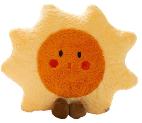 TROYSINC Sonne Mond Wolke Kuschelkissen, Kreative Regenbogen Stern Sofakissen,Weiches Dekokissen Aesthetic Plüschkissen für Kinderzimmer & Geschenk (Sonne)
