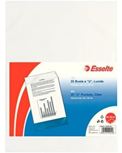 'Esselte Briefumschläge A U de Luxe, transparent, Folio aus PP glänzend nützlich, Format 22 x 30, Stück 25 Briefumschläge, 395901200
