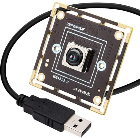 ELP USB Kameramodul 12MP 300 ms PDAF schneller Autofokus 4K Kameramodul mit 65 Grad Objektiv ohne Verzerrung Hochgeschwindigkeitskamera 3000P 15fps Plug and Play für Raspberry Pi Windows Mac OS