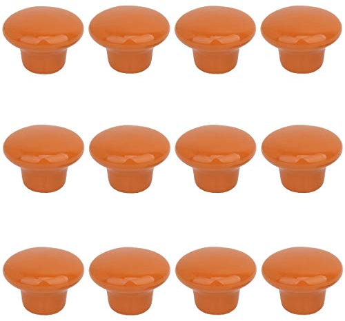 12PCS Verschiedene Mehrfarbe Keramik Türknopf Runden Türgriffe Knöpfe Schubladen Türschrank Schrank Griff Knöpfe Möbelknöpfe Möbelgriff Schrankgriffe Knopf von Creatwls - Orange