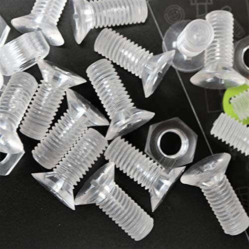 25 x Dadi e bulloni Svasati a Croce, Plastica Acrilica Trasparente, M8 x 20mm - Viti in Plastica Acrilica, Vite a testa svasata