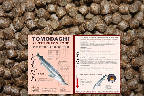 Tomodachi Störfutter groß, Energiefutter Stör perfekt für die ganzjährige Störfütterung, Störsinkfutter hochverdaulich, arktische Rohstoffe, geringe Wasserbelastung, Premium Stör Kraftfutter 8mm 10kg