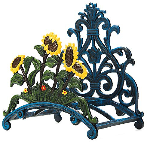 Sungmor Robuster Gartenschlauchhalter aus Gusseisen, dekoration, handbemalt, Sonnenblumen-Wandmontage, Wasserschlauch-Aufhänger – Wanddekoration