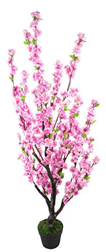 Leaf Design UK Fleurs artificielles Réalistes en Pot de Soie 120 cm Cerise Rose