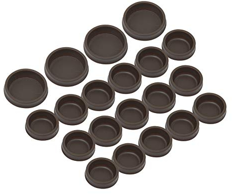 20pc Set of Quality Brown ABS Plastic Carpet Castor Cups for Securing Furniture Legs and Feet - Great to Protect Carpet & Hard Wood Floors from C