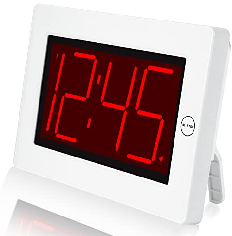 KWANWA Alarm Clock, Digital Clock Battery Operated with Big 1.2'' LED Time Display,3 Levels Adjustable Brightness,12Hr,Portable Cordless,Alarm Clocks Bedside for Travel/Wall/Desk/Kids/Senior