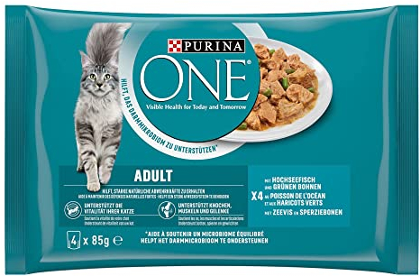 PURINA ONE Adult Katzenfutter nass, zarte Stückchen in Sauce mit Hochseefisch, 12er Pack (12 x 4 à 85g)