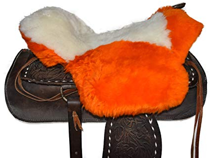 Moro-Design Lammfell Sattelbezug für Westernsattel Lammfellbezug Sattelauflage mit Horn Saddle Pad Seat Saver