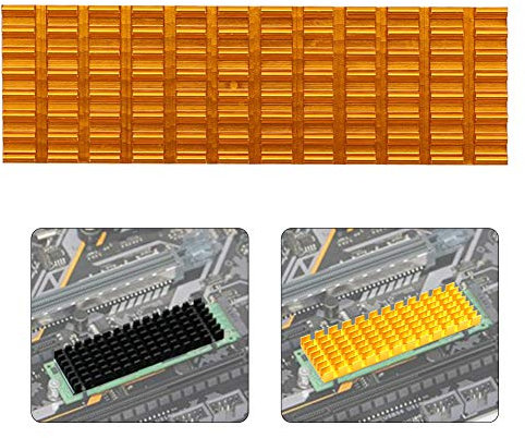 ASHATA PCIE M.2 SSD 2280 Kühlkörper, PCIE M.2 Kühlrippe SSD Kühler für Desktop Laptop Computer, mit Hauptsteuerchip, Nano Wärmeleitende Silikon-Kühlrippe (Gold)