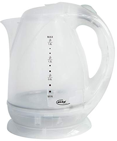 Elta Wasserkocher Camping 500 Watt (Strix Control, Verdecktes Heizelement, Kontrollleuchte, Automatisches Abschalten, 1,8L, Durchsichtig)